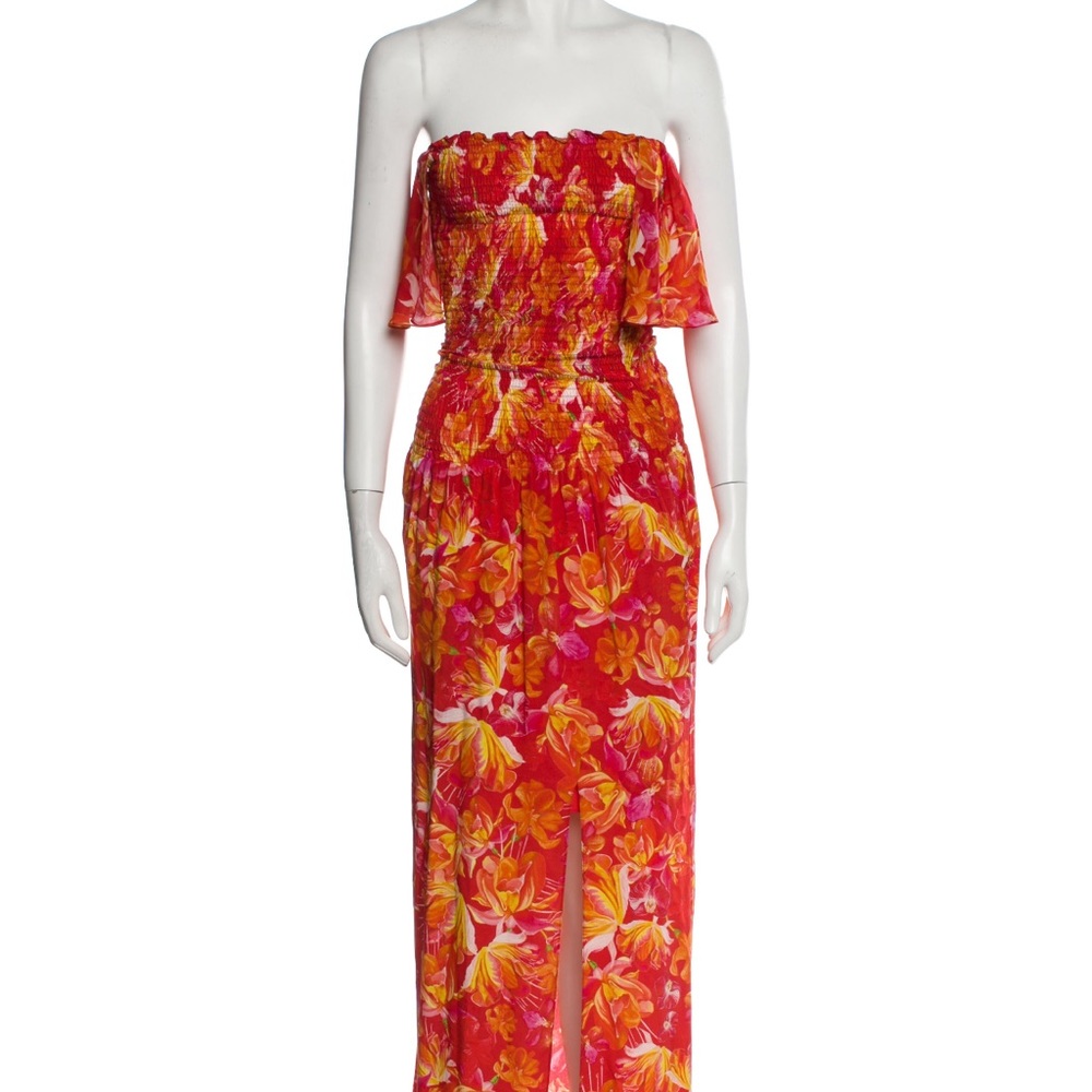 ISOLDA SILK Floral Strapless Maxi Dress